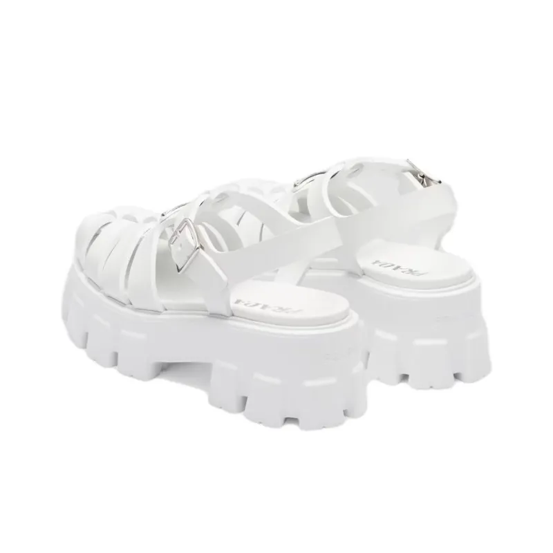 PRADA Monolith Foam Rubber 55mm Sandals White Women's-3