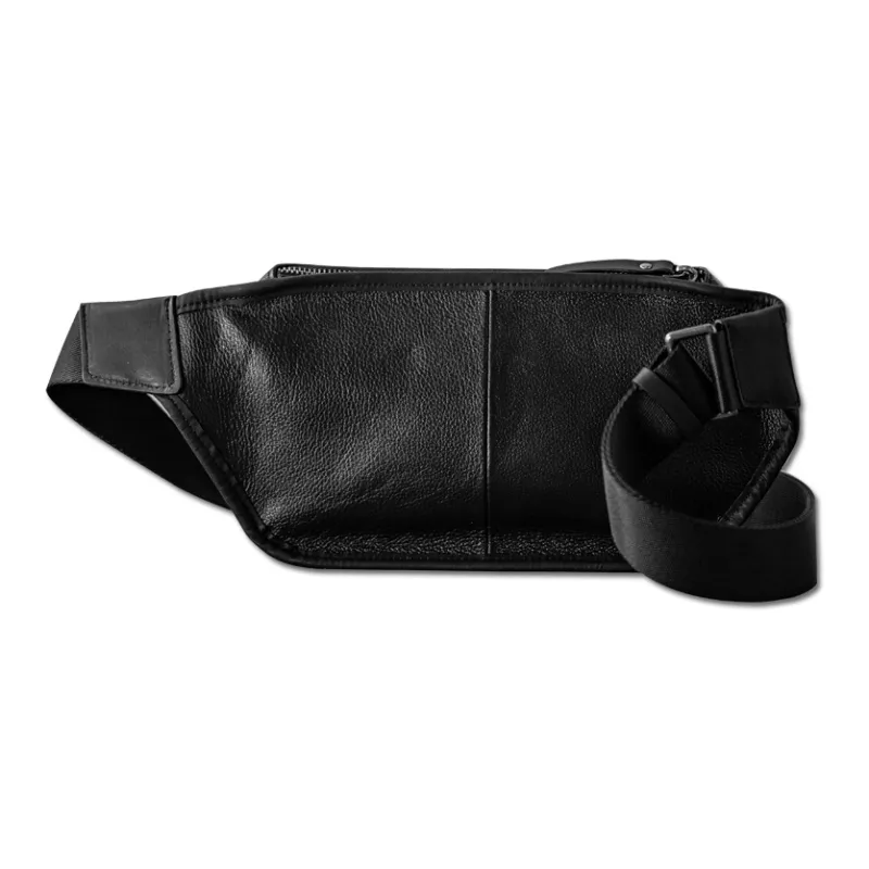 Back Step Cow Leather Crossbody Bag, Sling Bag, Backpack, Fanny Pack Regular Unisex Black-2