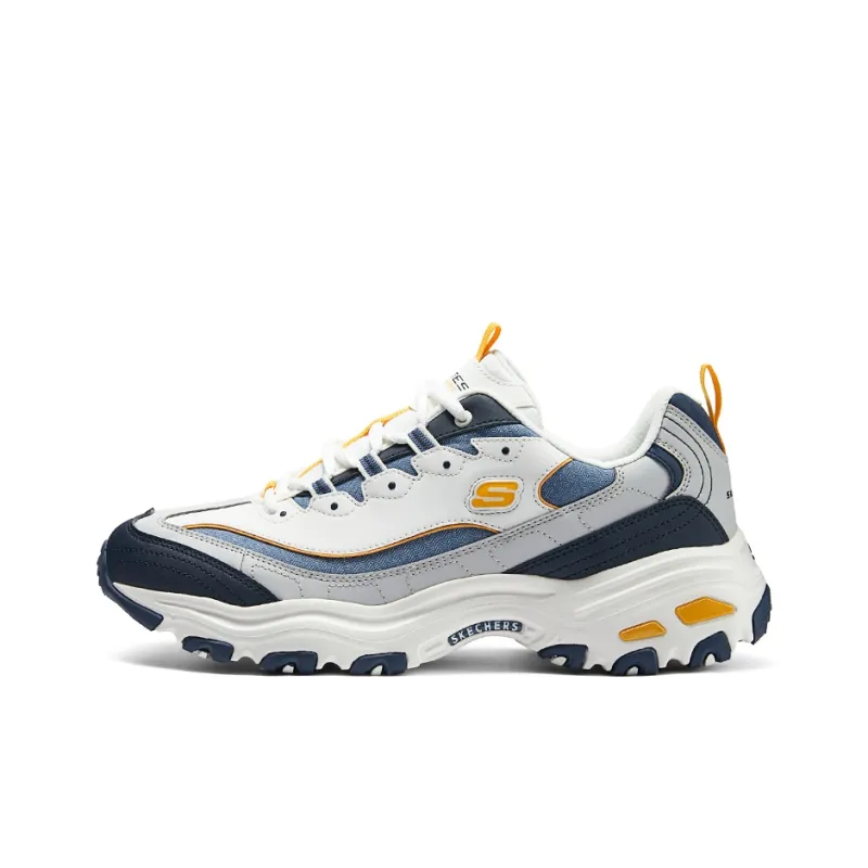 Skechers D'LITES 1.0 Cushioning Wear Resistant Low Top Casual Shoes Men's White Gray Yellow-0