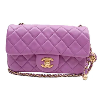 CHANEL Classic Flap CF Sheepskin Shoulder Bag, Crossbody Bag Mini Women's Purple