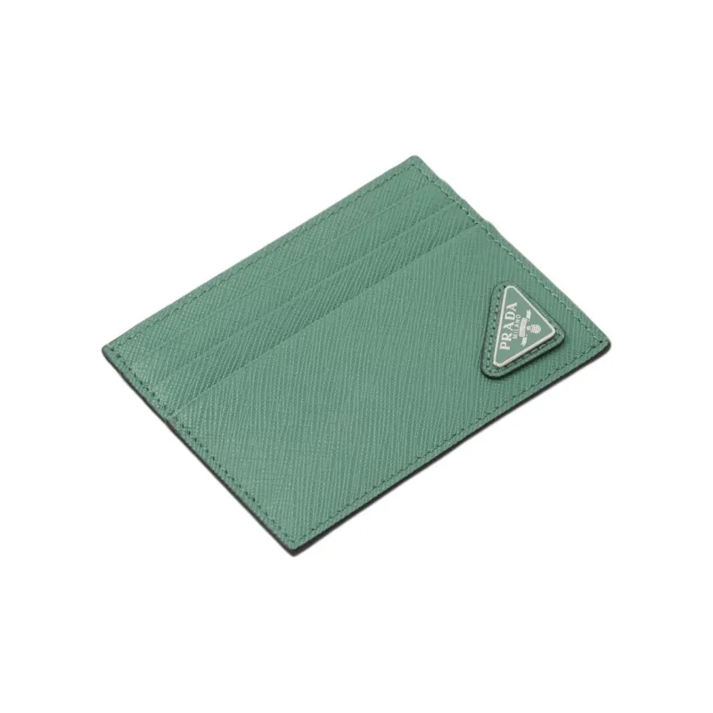 PRADA Saffiano Leather Card Holder Men's Gray Green-2