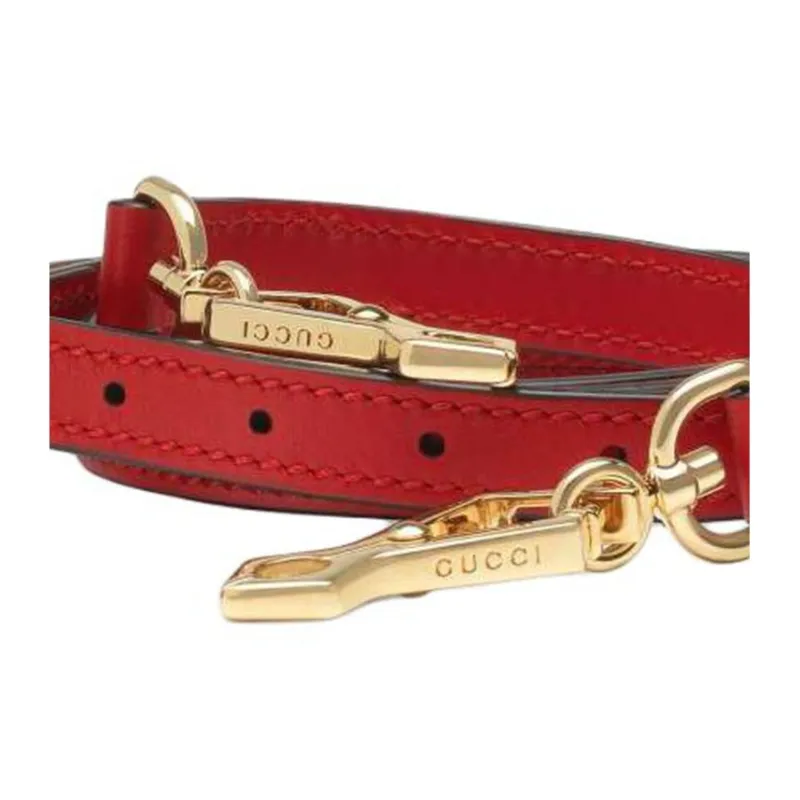 GUCCI Sylvie Leather Shoulder Strap Bag Straps Women's Red-2