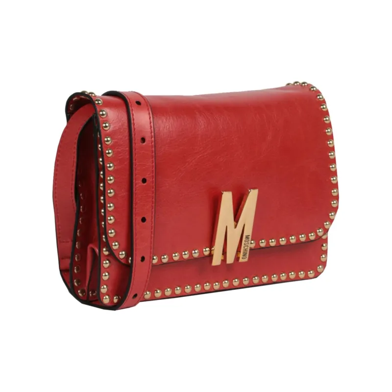 MOSCHINO Leather Shoulder Bag Crossbody Bag Women's Red-1
