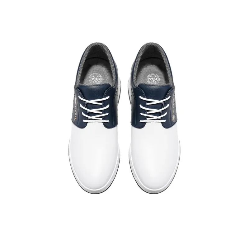 PGA Abrasion Resistant Slip Resistant Low Top Golf Shoes Men's White Navy Blue-2