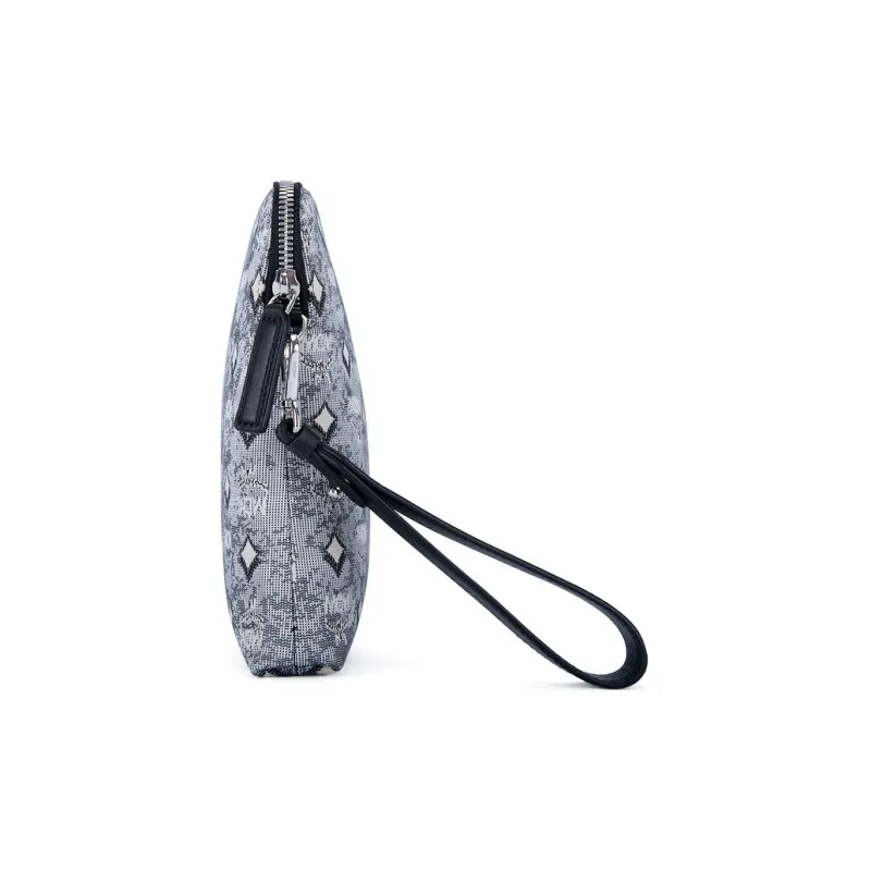 MCM Vintage Monogram Fabric Wristlet Bag Clutch Women's Gray-3