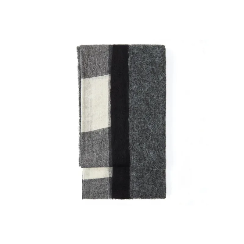 ZARA Wool Acrylic Polyester Cotton Polyamide Elastane Knit Scarves Unisex Gray-0