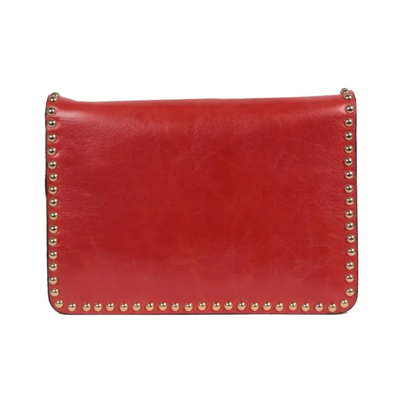 MOSCHINO Leather Shoulder Bag Crossbody Bag Women's Red-3