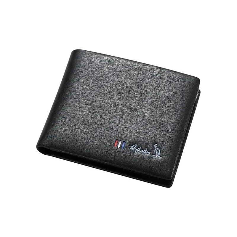 AUGTARLION Cow Leather Card Holder Wallet Money Clip Men's Black-6