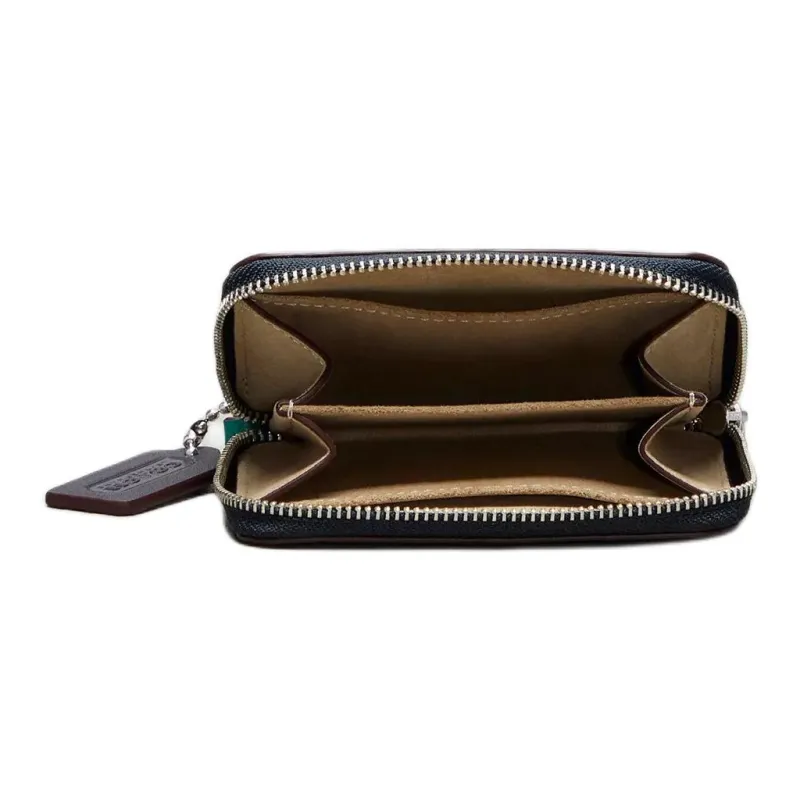 Coachtopia Genuine Leather Wallet Women's Midnight Navy With Green Accents-2