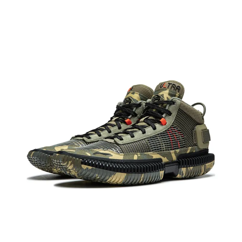 LiNing Badfive 3 Ultra Camouflage Cushioned Slip Resistant Lightweight Mid Top Basketball Shoes Men's Green-2