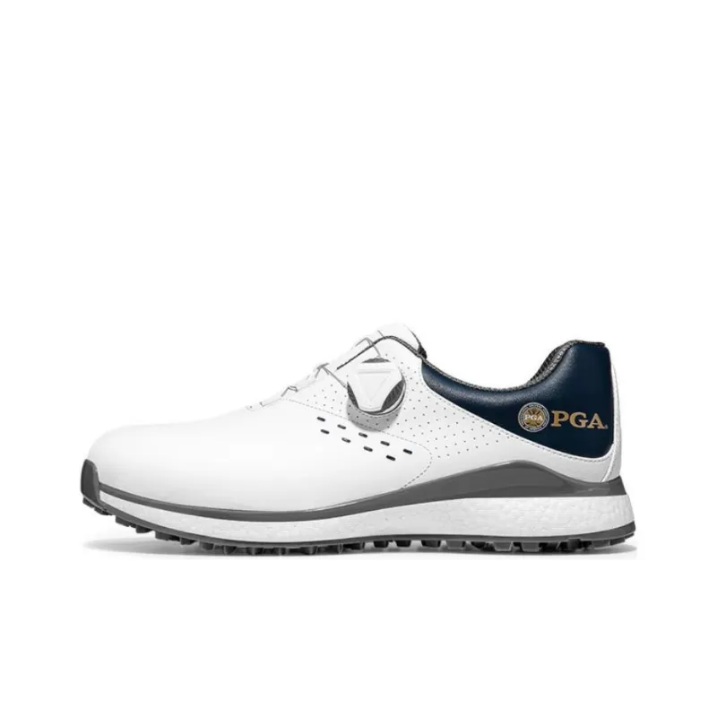 PGA Cushioning, Wear Resistant Low Top Golf Shoes Men's White Cyan-0