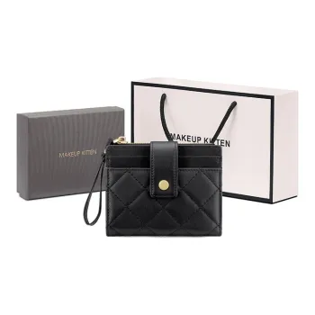 MAKEUP KITTEN Cow Leather Patchwork Synthetic Leather Wallet Women's Black/Pink