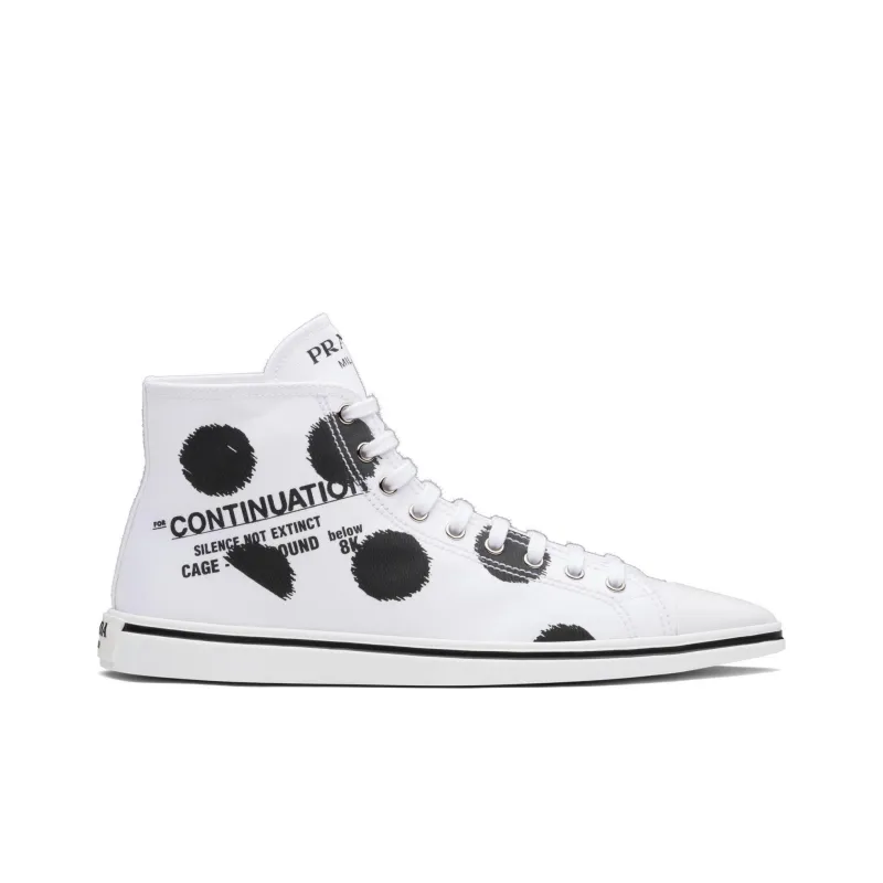 PRADA High Top Stylish Skateboarding Shoes Women's White Black-1