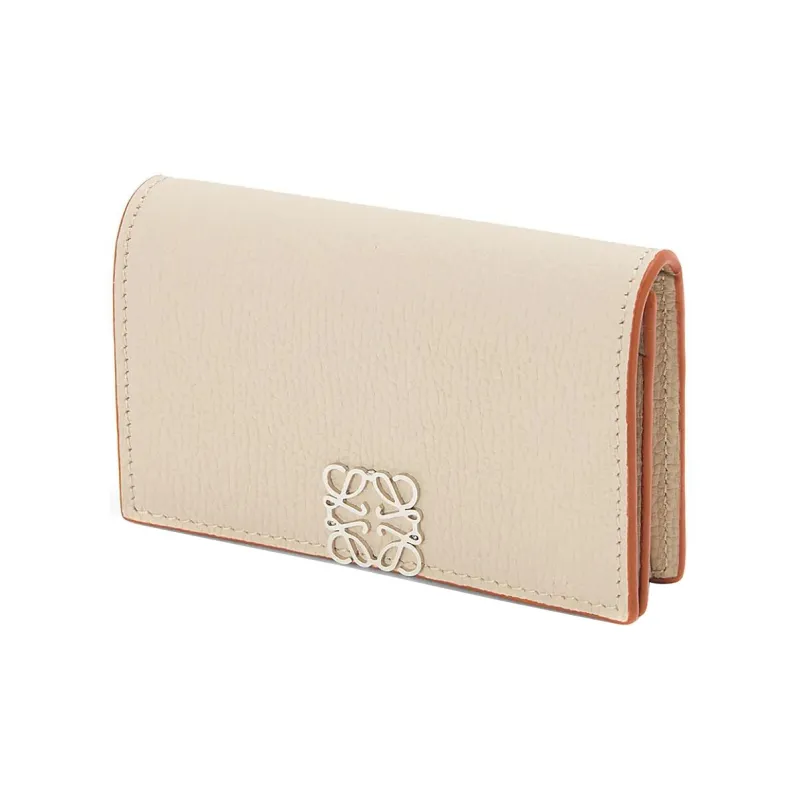 LOEWE Anagram Soft Grained Cow Leather Business Card Holder Card Case Women's Light Ethereal Gray-1