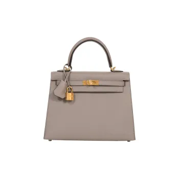 HERMES Kelly Epsom Cow Leather Handbag Women's M8 Gris Asphalte Asphalt Gray