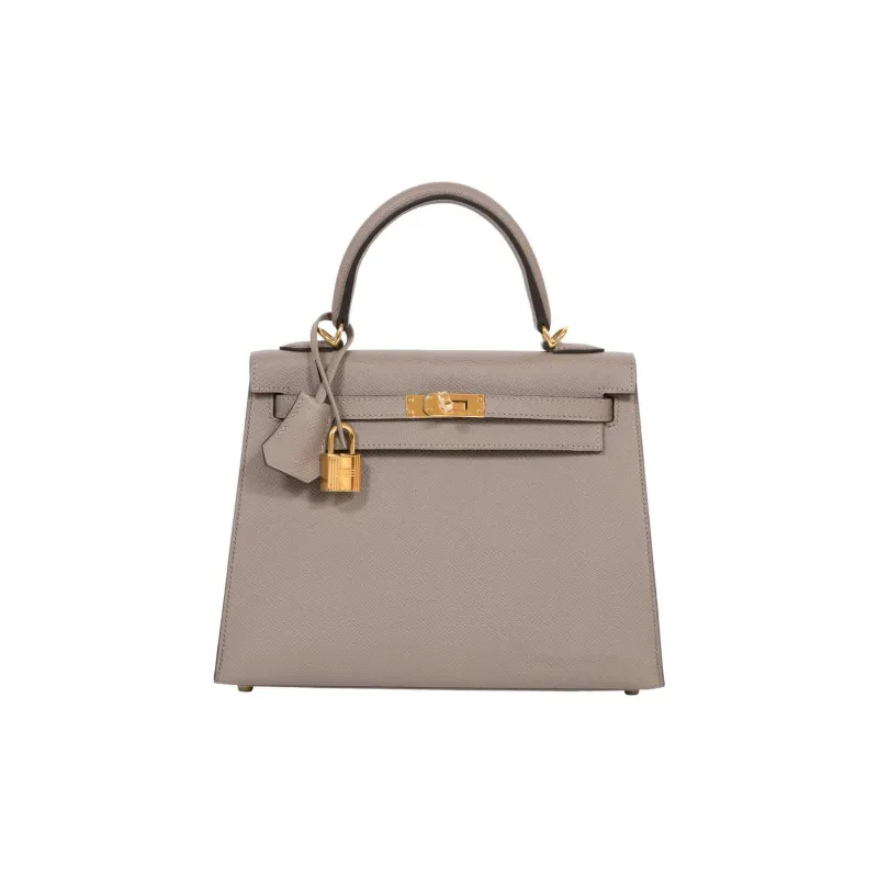 HERMES Kelly Epsom Cow Leather Handbag Women's M8 Gris Asphalte Asphalt Gray-0