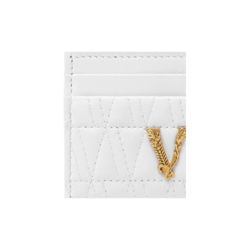 VERSACE Virtus Lambskin Card Holder Women's White-3