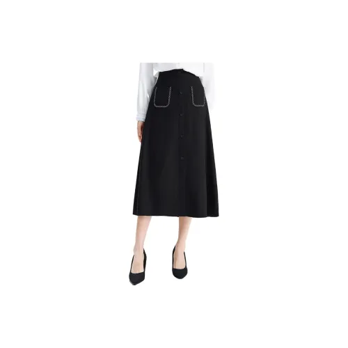 SMEN Casual Long Skirts Women's Black