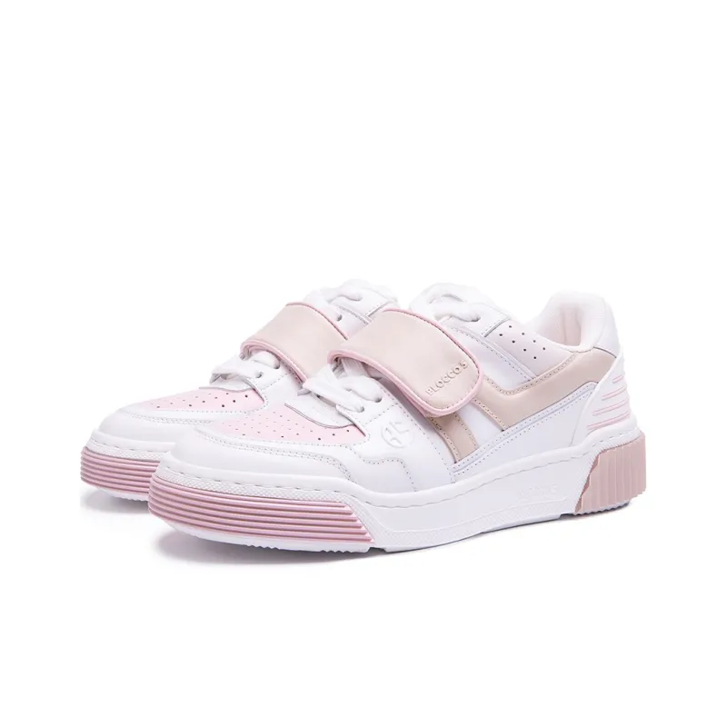 BLOCCO5 Mars Shoe Buckle Edition Low Top Skateboard Shoes Women's Pink White-3