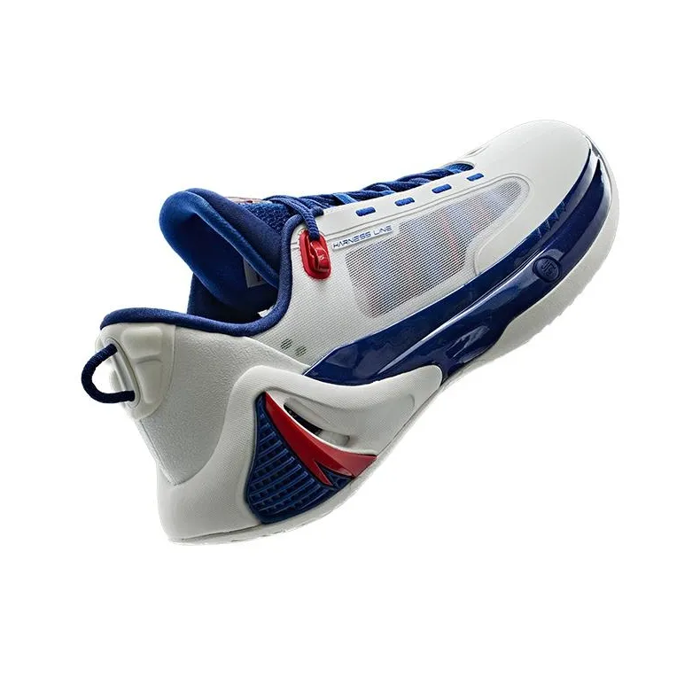Anta GH4 Breathable Lightweight Low Top Basketball Shoes Men's White Blue-2