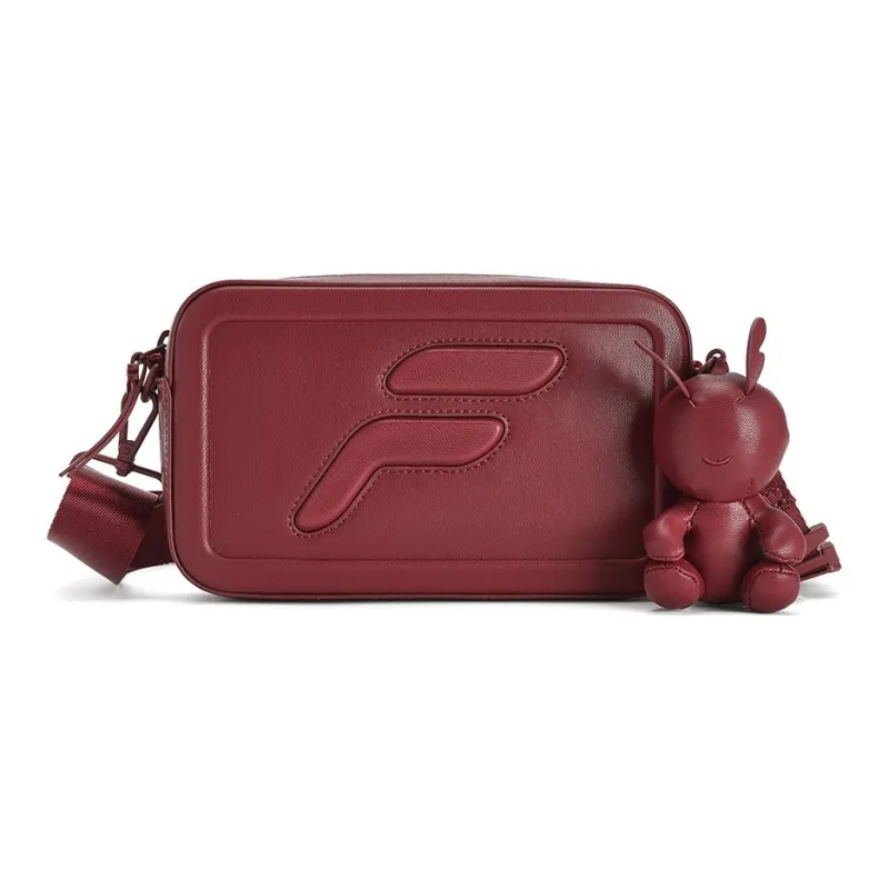 FILA FUSION Polyurethane Shoulder Bag Crossbody Bag Extra Small Unisex Garnet Red-0