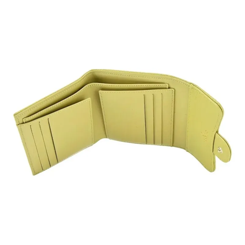 CHANEL Litchi Grain Calfskin Wallet Women's Mustard Green-3