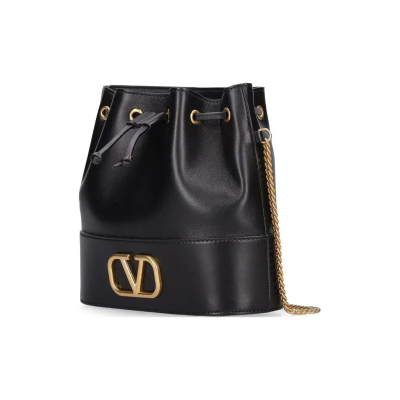 Valentino Vlogo Lambskin Bucket Bags Crossbody Bag Shoulder Bag Women's Black-1