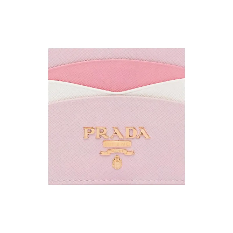 PRADA Saffiano Leather Card Holder Women's Pink-4