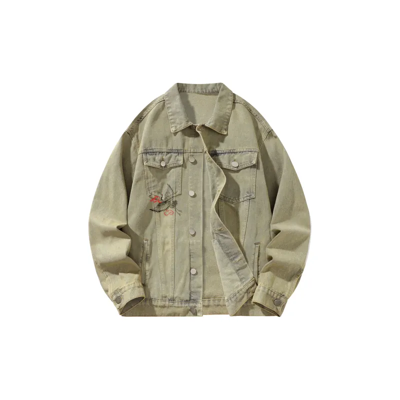 BLACK CLOVER Crane Print Unisex Denim Jacket-5