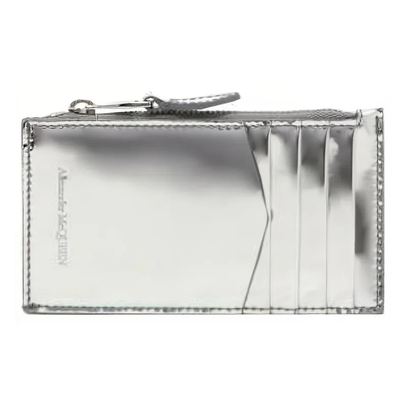 Alexander McQueen Leather Card Holder Women's Silver-3