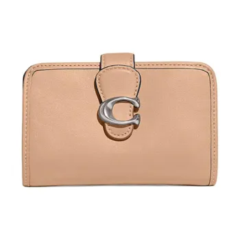 COACH Wallet Smooth Leather Card Holder Wallet Medium Size Women's Camel