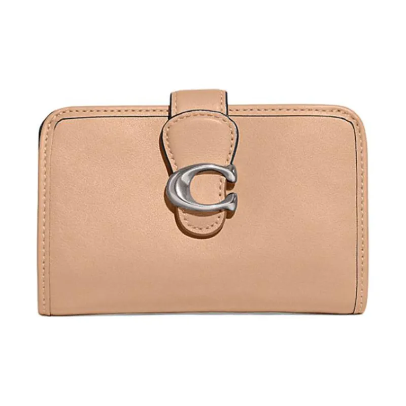 COACH Smooth Leather Card Holder, Wallet Medium Size Women's Camel-0
