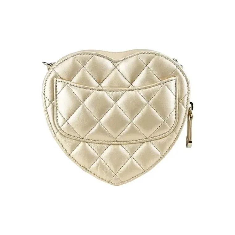 CHANEL Lambskin Shoulder Bag, Crossbody Bag Women's Gold-2