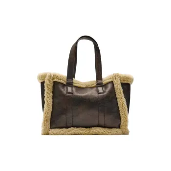 ZARA Polyester Tote Bag Shopping Bag Handbag Shoulder Bag Women's Brown