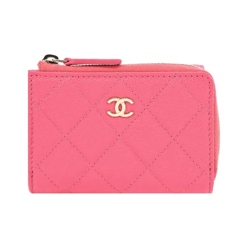 CHANEL Caviar Calfskin Wallet Women's Pink-0