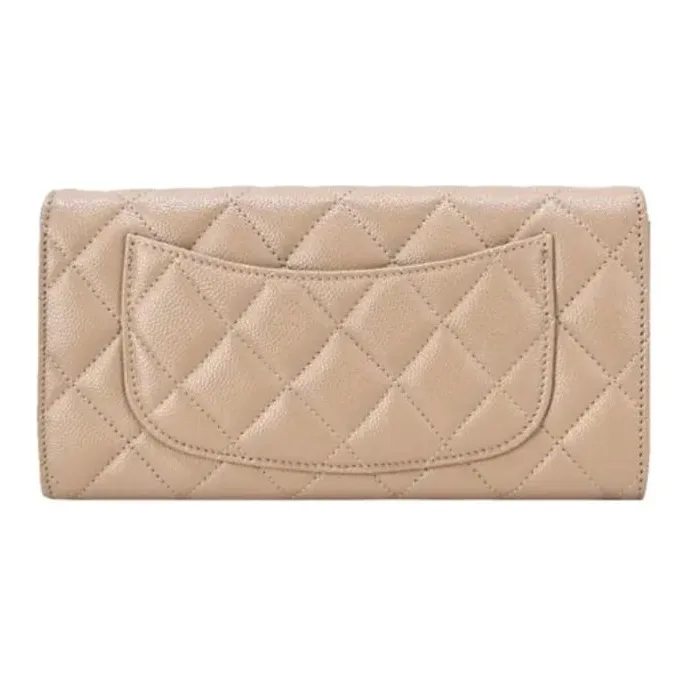 CHANEL Grain Caviar Calfskin Wallet Women's Dark Pink-2