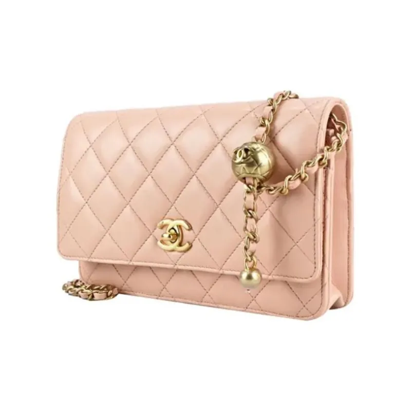 CHANEL WOC Lambskin Shoulder Bag, Crossbody Bag Women's Coral Pink-1