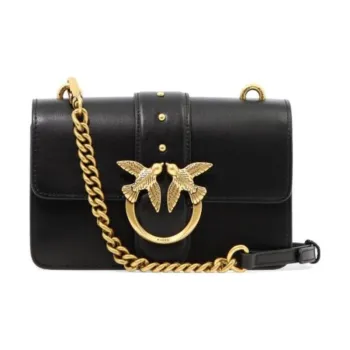 PINKO Cow Leather Crossbody Bag, Shoulder Bag Women's Black