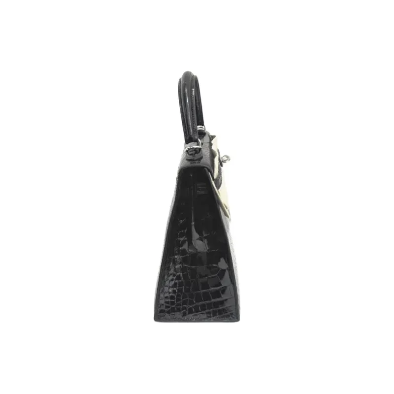 HERMES Kelly Crocodile Leather Kelly Bag Handbags Regular Women's 89 Noir Black-3