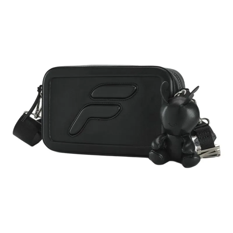 FILA FUSION Polyurethane Shoulder Bag Crossbody Bag Extra Small Unisex Pitch Black-2