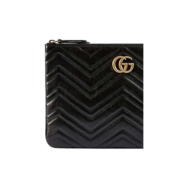 GUCCI Marmont Cow Leather Clutch Women's Black-4