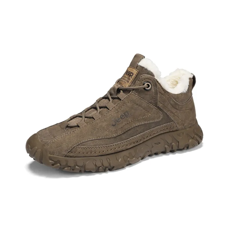Jeep Thermal Fleece Lined Insulated Shoes Ankle Length Snow Boots Men's Khaki-1