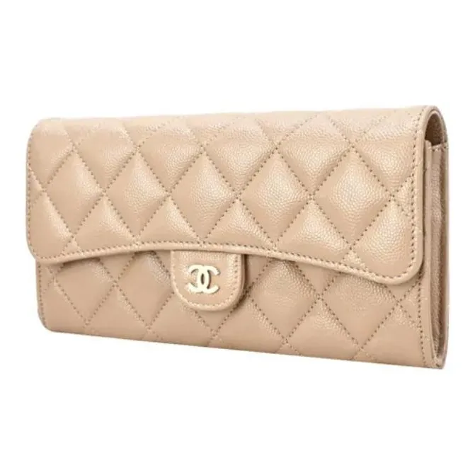 CHANEL Grain Caviar Calfskin Wallet Women's Dark Pink-1