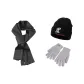 Knit Scarf+Black Knitted Hat+Gray Glove