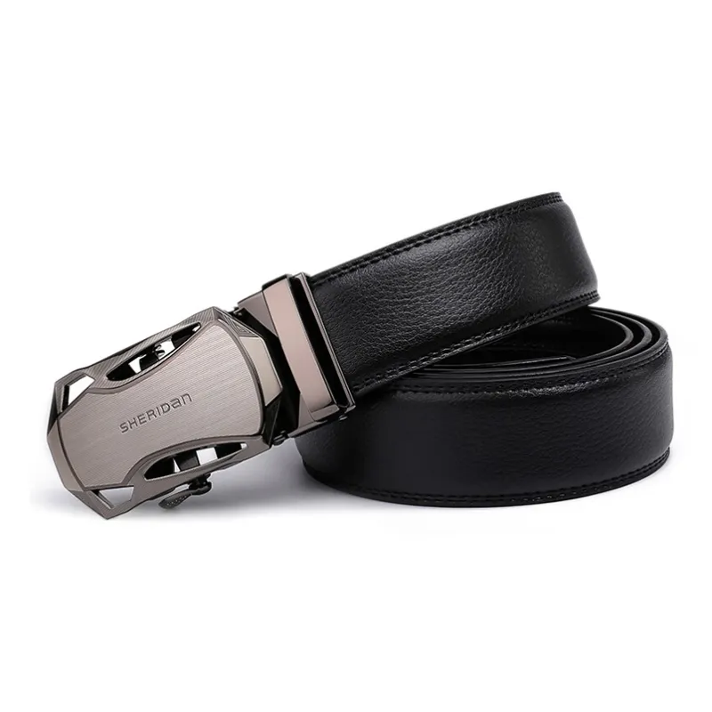 SHERIDan Business Casual Automatic Buckle Leather Belts Men's Width 3.4cm-1