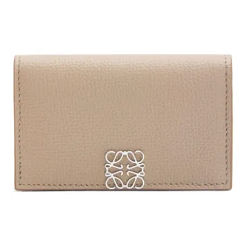 LOEWE Anagram Soft Grained Cow Leather Business Card Holder Card Case Women's Sand