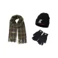 Jasper Fringe Scarf+Black Knitted Hat+Black Glove