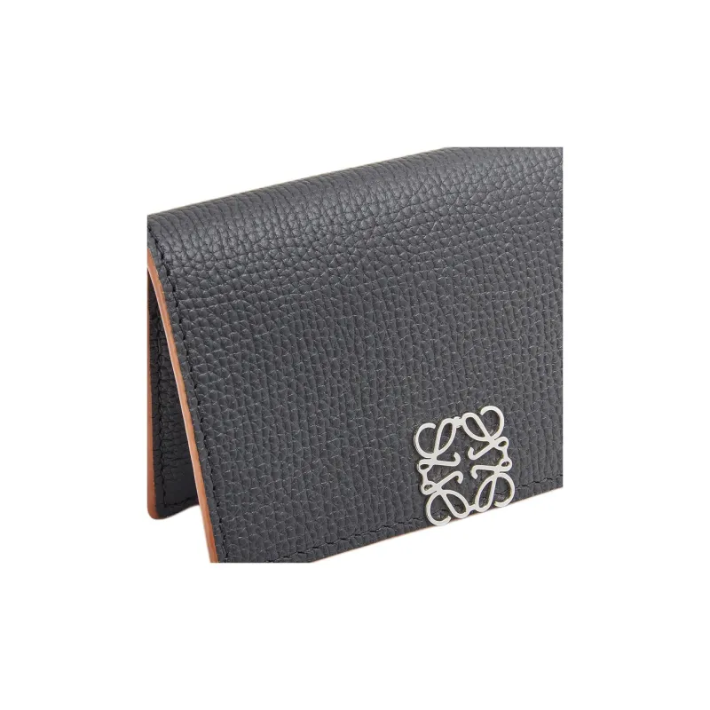 LOEWE Anagram Soft Grained Cow Leather Business Card Holder Card Case Women's Black-4