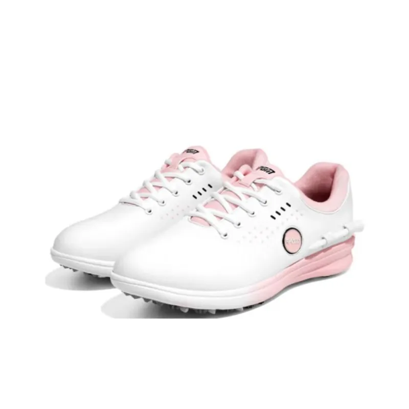 PGM Wear-Resistant Water-Resistant Lightweight Low-Top Golf Shoes Women's White Pink-4
