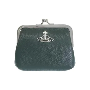 Vivienne Westwood Grain Leather Wallet Coin Purse Women's Green